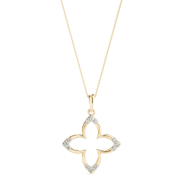 14K Yellow Gold Round Diamond Fashion Pendant