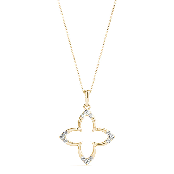 14K Yellow Gold Round Diamond Fashion Pendant
