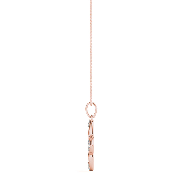 14K Rose Gold Round Diamond Fashion Pendant