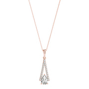 14K Rose Gold Pear Diamond Halo Pendant