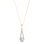 14K Yellow Gold Pear Diamond Halo Pendant