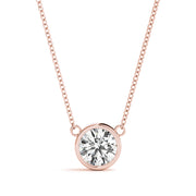 14K Rose Gold 1ct Round Diamond Solitaire Pendant