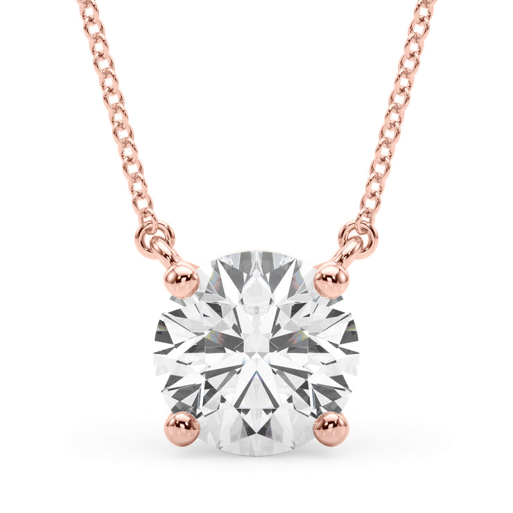 14K Rose Gold 1ct Diamond Solitaire Pendant
