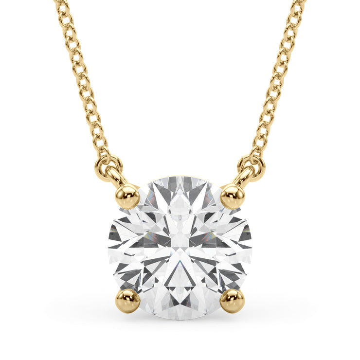 14K Yellow Gold 1ct Round Diamond Solitaire Pendant