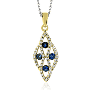 ZP668 Color Pendant in 14k Gold with Diamonds