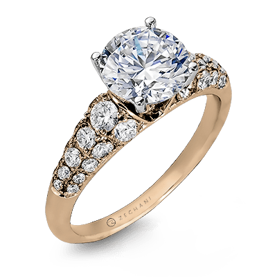 ZR898 Engagement Ring in 14k Gold with Diamonds