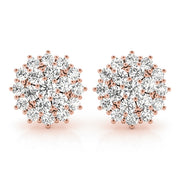 14K Rose Gold Round Diamond Fashion Earrings