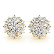 14K Yellow Gold Round Diamond Fashion Earrings