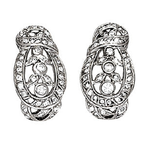 Round Diamond J-Hoops in 14K Gold