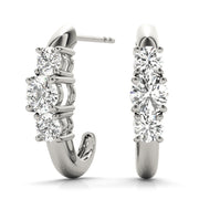 0.50 CTW Round Diamond Three Stone Earrings