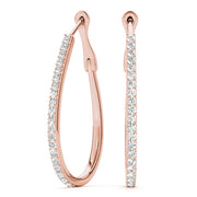 14K Rose Gold Diamond Hoop Earrings