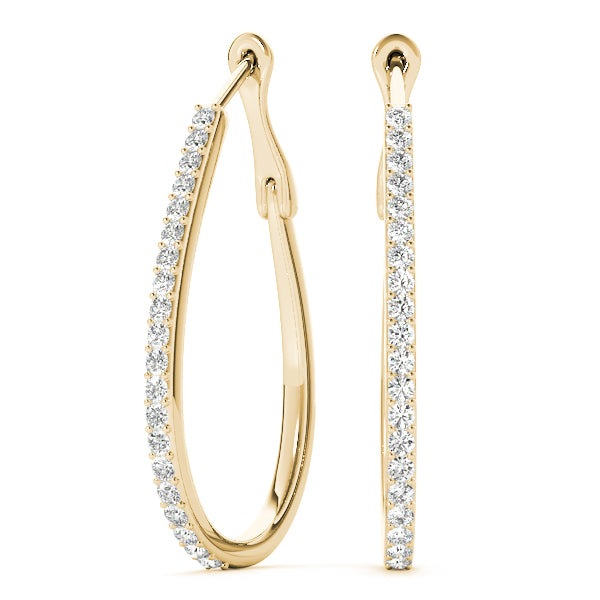 14K Yellow Gold Diamond Fashion Hoop Earrings