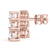 14K Rose Gold 0.35ctw Round Diamond Three-Stone Earrings