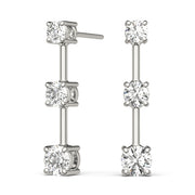 0.50 CTW Round Diamond Three Stone Earrings