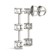 0.50 CTW Round Diamond Three Stone Earrings