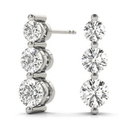 0.6 CTW Round Diamond Three Stone Earrings