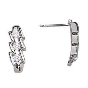 Round Diamond 3-Stone Stud Earrings