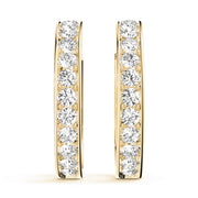 14K Yellow Gold Diamond Fashion Hoop Earrings