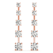 14K Rose Gold Round Diamond Earrings