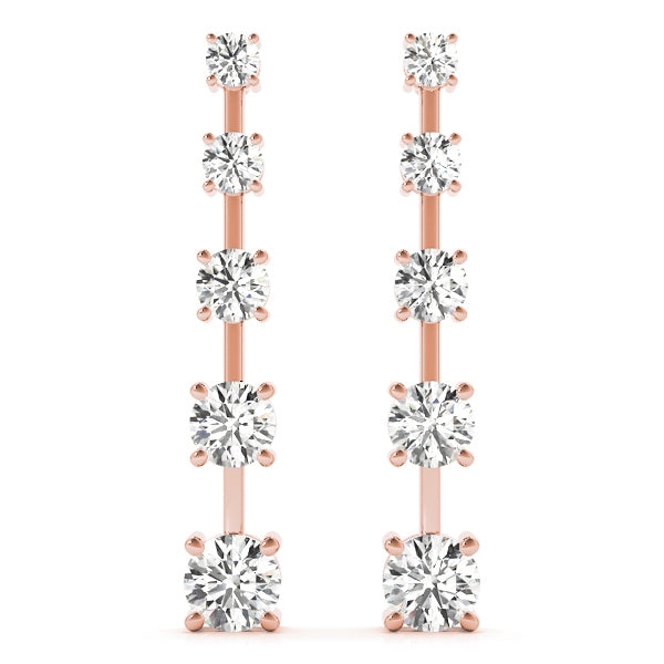 14K Rose Gold Round Diamond Earrings
