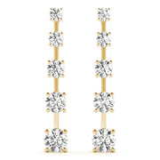 14K Yellow Gold Round Diamond Earrings