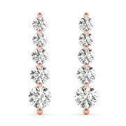 14K Rose Gold Round Diamond Earrings