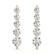 14K Yellow Gold Diamond Journey Earrings