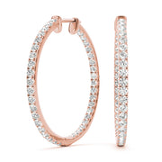 14K Rose Gold Diamond Fashion Hoop Earrings