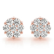 14K Rose Gold Round Diamond Fashion Earrings