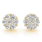 14K Yellow Gold Round Diamond Drop Earrings