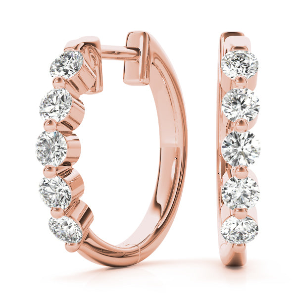 Rose Gold Diamond Fashion Hoop Earrings 0.5ctw