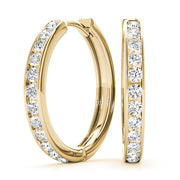 14K Yellow Gold Diamond Fashion Hoop Earrings