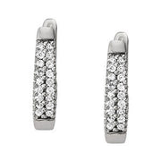 Diamond J-Hoops 18-Stone Earrings