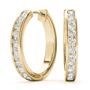14K Yellow Gold Diamond Fashion Hoop Earrings