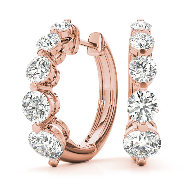 Rose Gold Diamond Journey Earrings | 14K Fine Jewelry