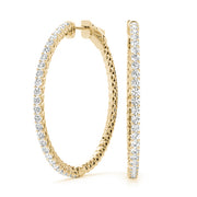 14K Yellow Gold Diamond Inside Out Hoop Earrings