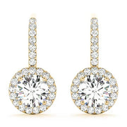 18K Yellow Gold 1ct Diamond Halo Stud Earrings