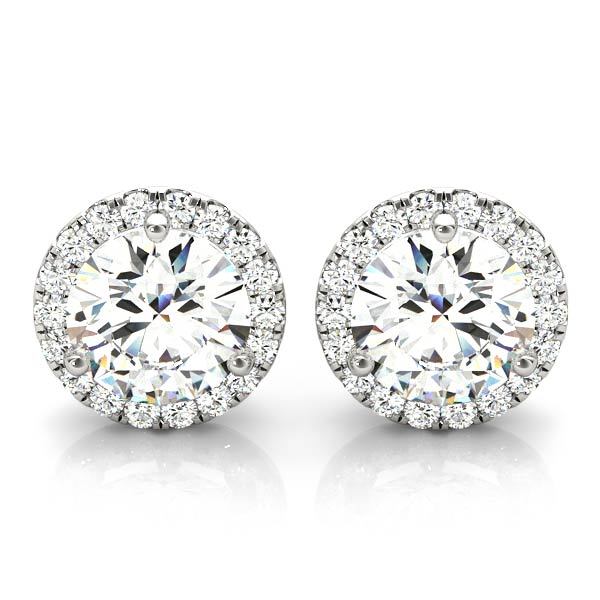 Round Diamond Halo Earring Set