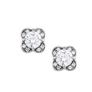 Round Diamond Halo Stud Earrings