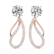 14K Rose Gold Round Diamond Fashion Earrings
