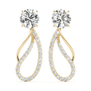 14K Yellow Gold Round Diamond Fashion Earrings