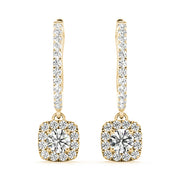 14K Yellow Gold Round Diamond Halo Earrings
