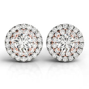 14K Rose Gold Diamond Halo Stud Earrings