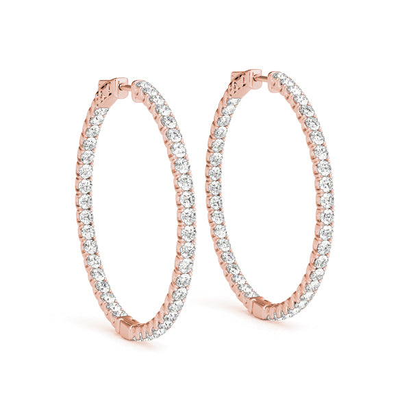 Rose Gold Diamond Inside Out Hoop Earrings