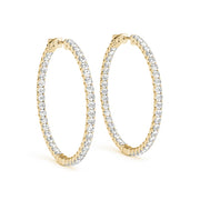 14K Yellow Gold Diamond Inside Out Hoop Earrings