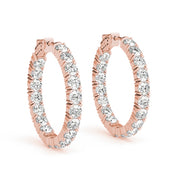 14K Rose Gold Diamond Inside Out Hoop Earrings