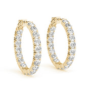 14K Yellow Gold Diamond Inside Out Hoop Earrings