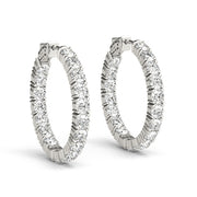 14K Gold Diamond Inside Out Hoop Earrings