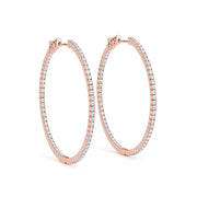 14K Rose Gold Diamond Inside Out Hoop Earrings