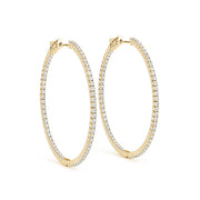 14K Yellow Gold Diamond Inside Out Hoop Earrings